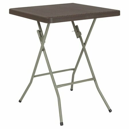 FLASH FURNITURE DAD-FT60-GG 23 1/2'' Square Brown Rattan Plastic Folding Table 354DADFT60GG